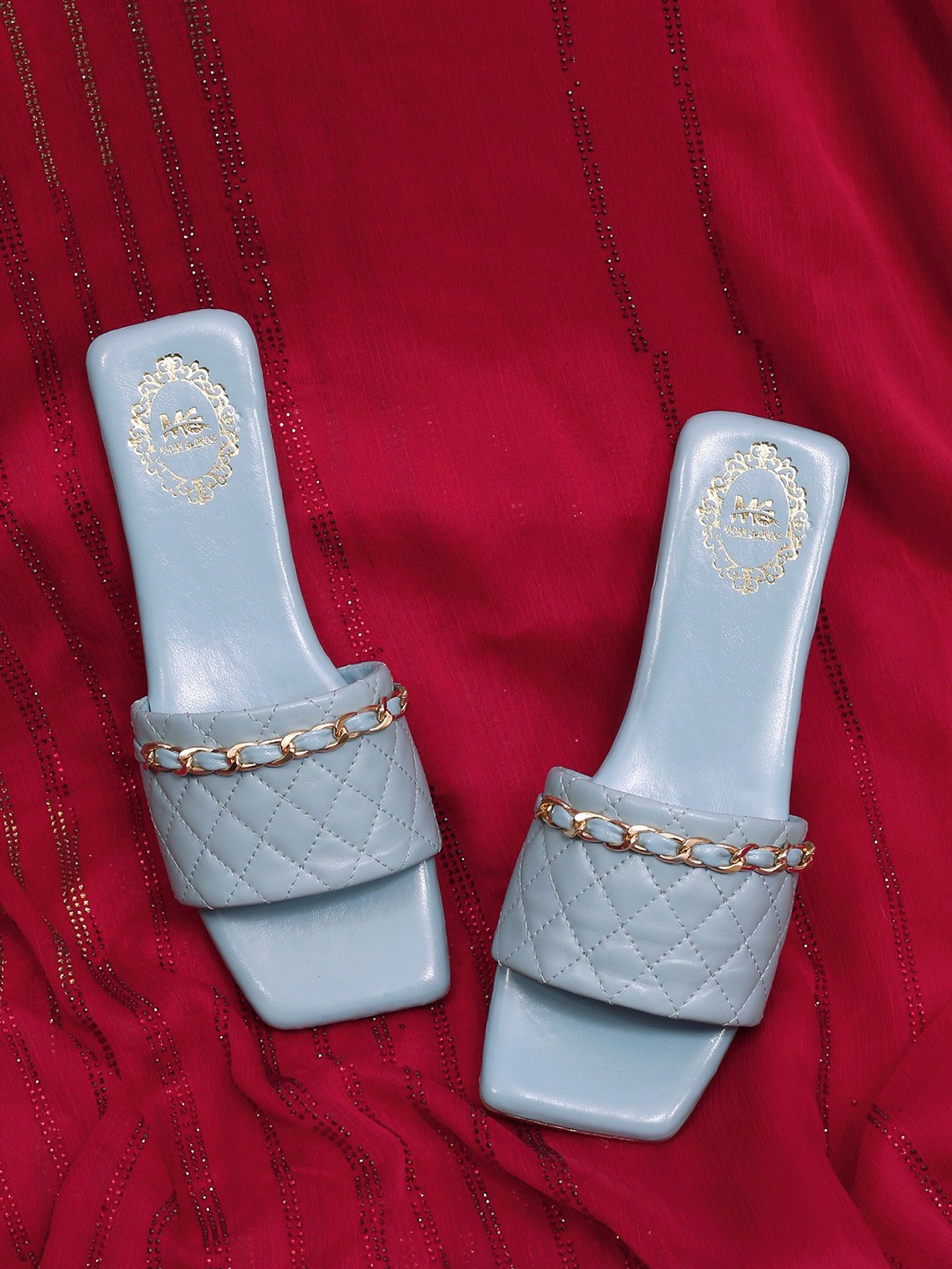 

madam glorious Women Blue Solid Open Toe Flats