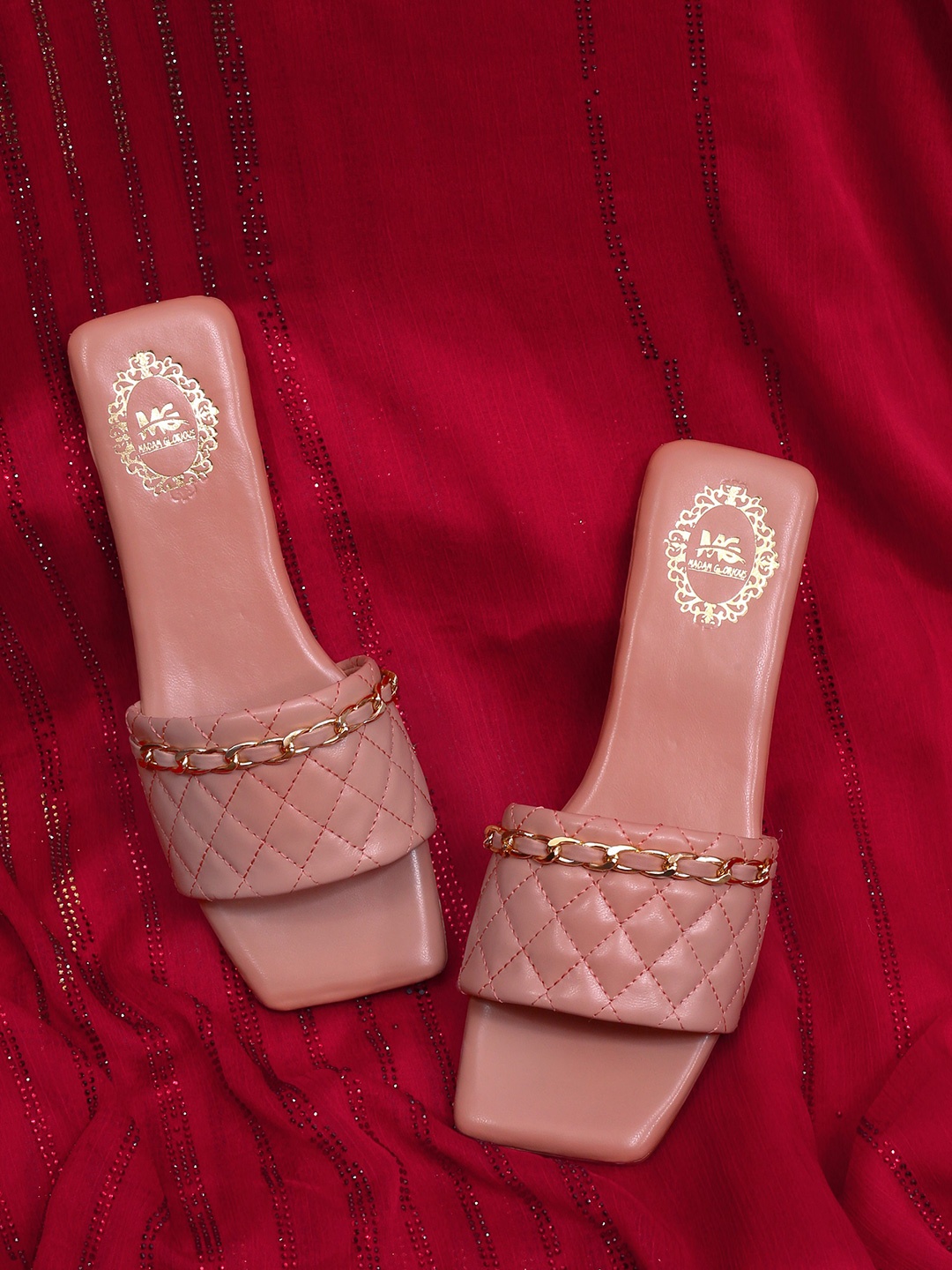 

madam glorious Women Peach-Coloured Open Toe Flats