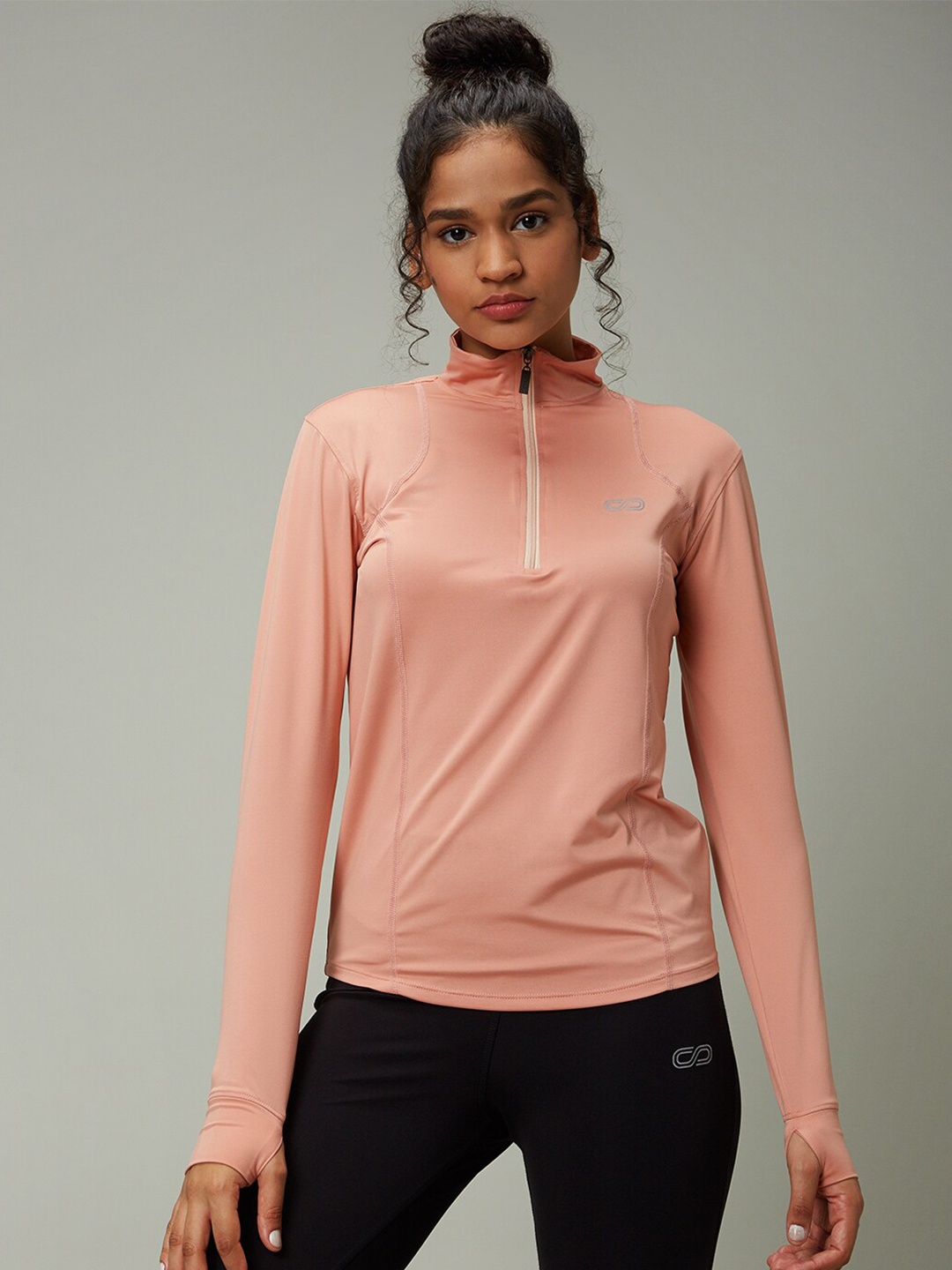 

Silvertraq Women Peach High Neck Anti Odour Sports T-shirt