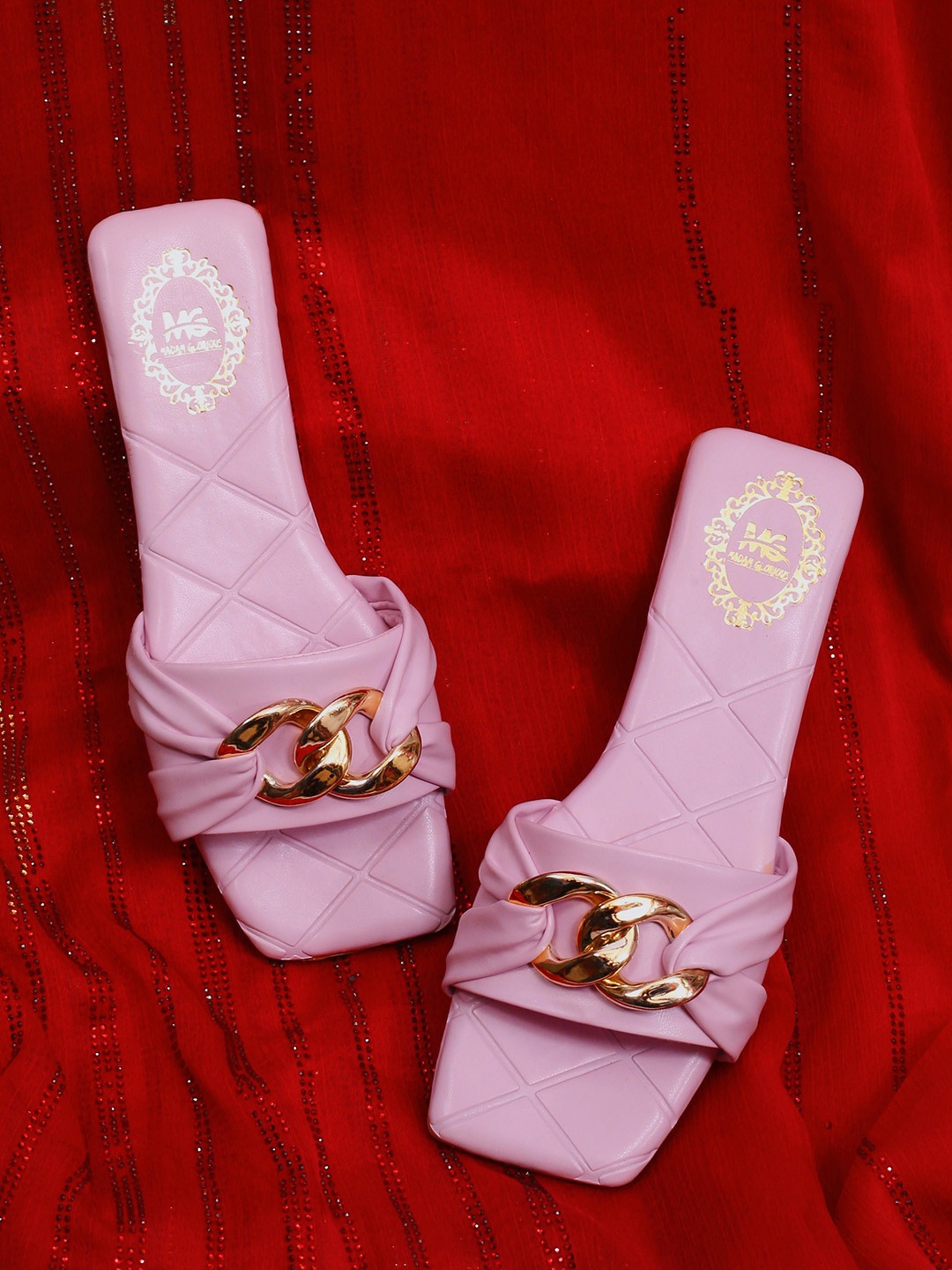 

madam glorious Women Purple Open Toe Flats with Buckles