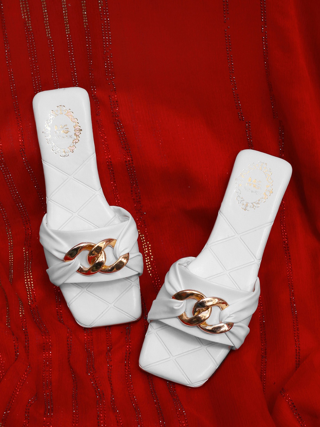 

madam glorious Women White Open Toe Flats with Buckles