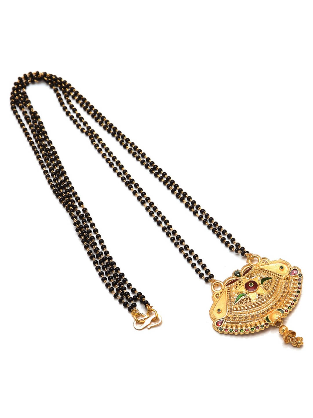 

Jewar Mandi Gold-Plated White & Black Crystal-Studded & Beaded Mangalsutra