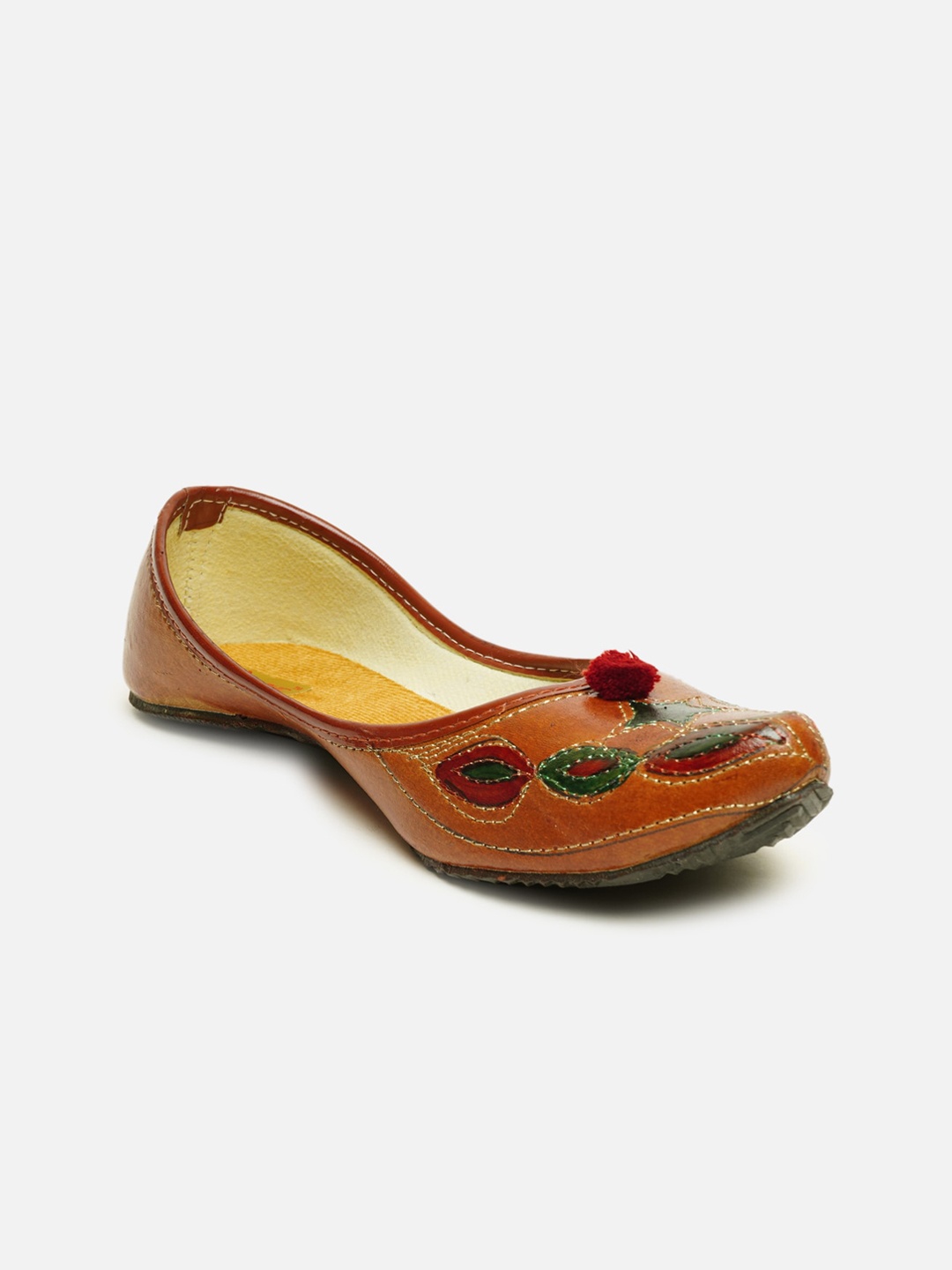 

Ta Chic Women Brown Ethnic Mojaris with Laser Cuts Flats