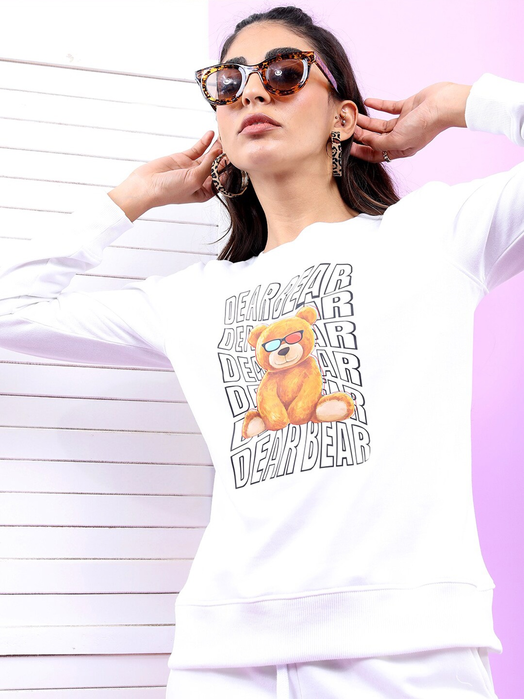 

Tokyo Talkies Women Beautiful White Graphic Sweatshirt