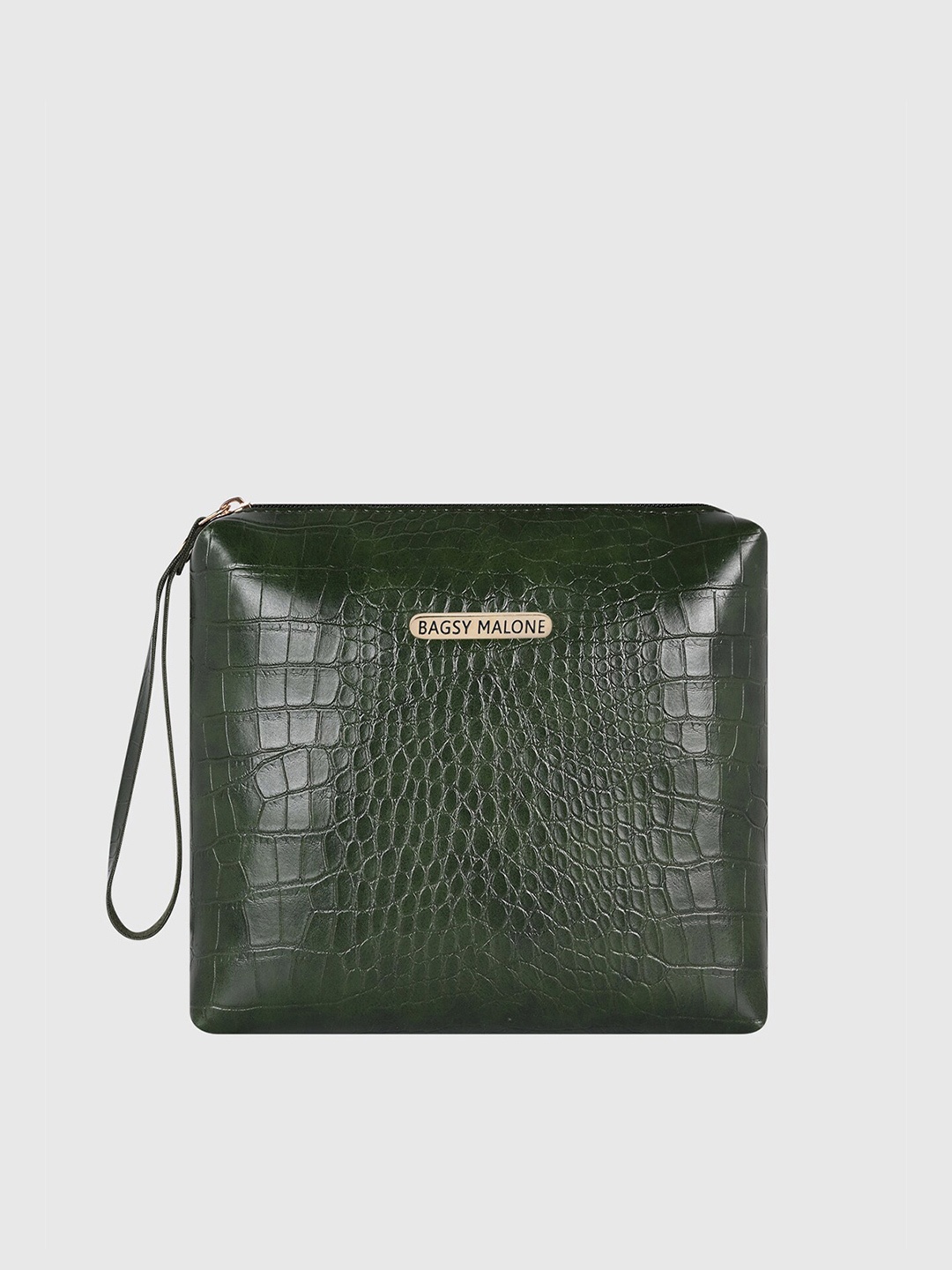 

Bagsy Malone Women Olive Green Textured Pouch