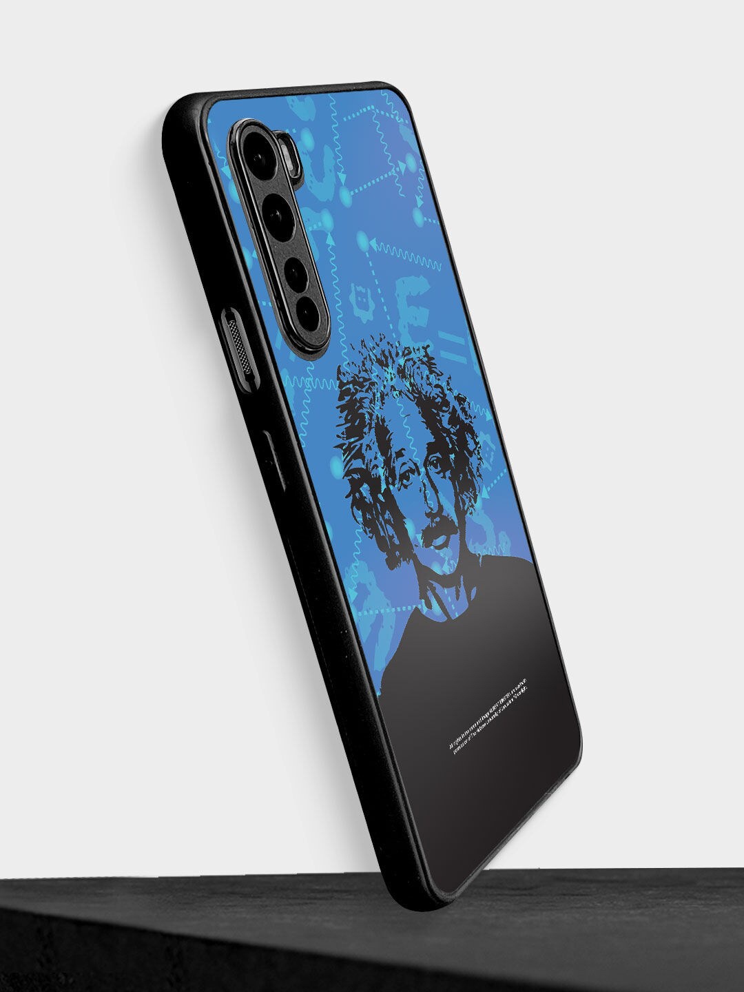 

Macmerise Blue & Black Albert Einstein Printed OnePlus Nord Bumper Phone Back Case