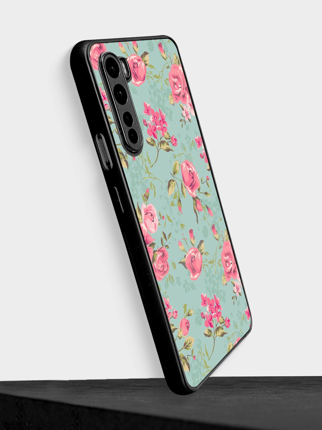

macmerise Sea Green & Pink Floral Printed OnePlus Nord Bumper Phone Back Case
