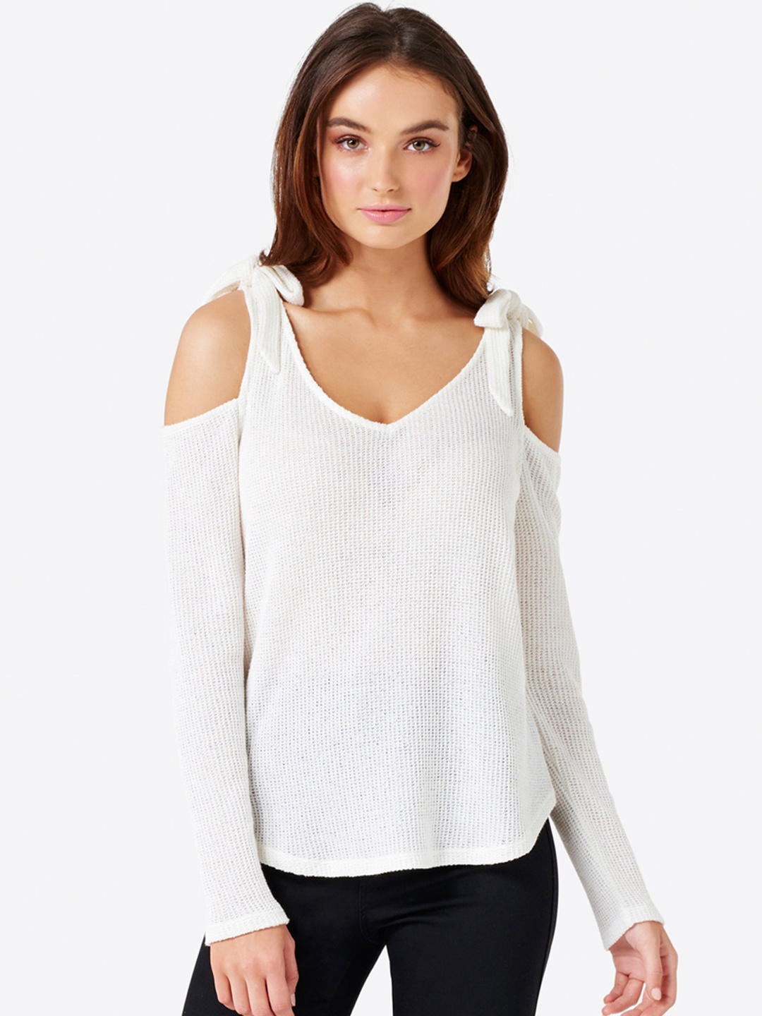 

Forever New Women White Solid Cold-Shoulder Top