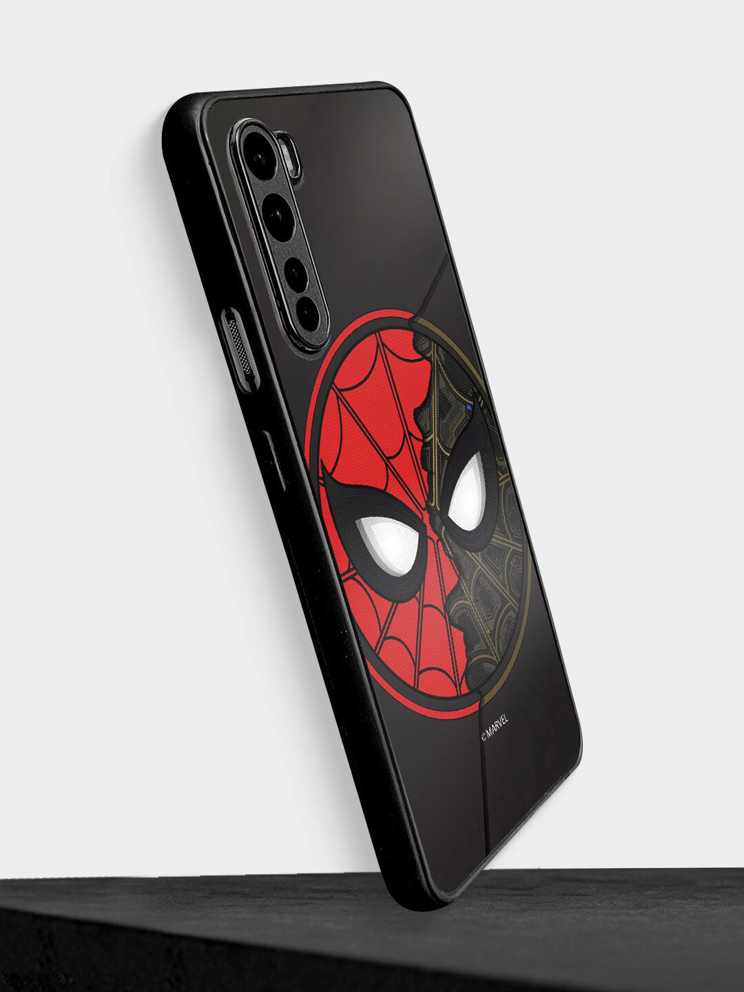 

macmerise Black & Red Two Face Spidey Design OnePlus Nord Bumper Back Cas