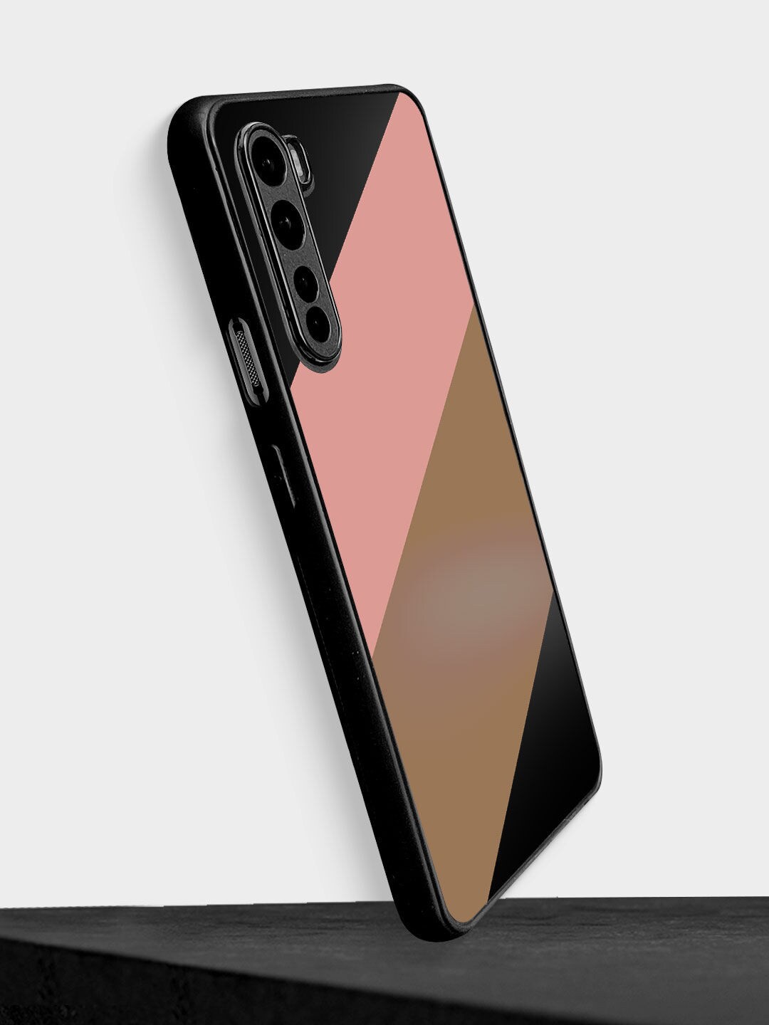 

macmerise Brown & Pink Slanted Design OnePlus Nord Bumper Phone Back Case, Black