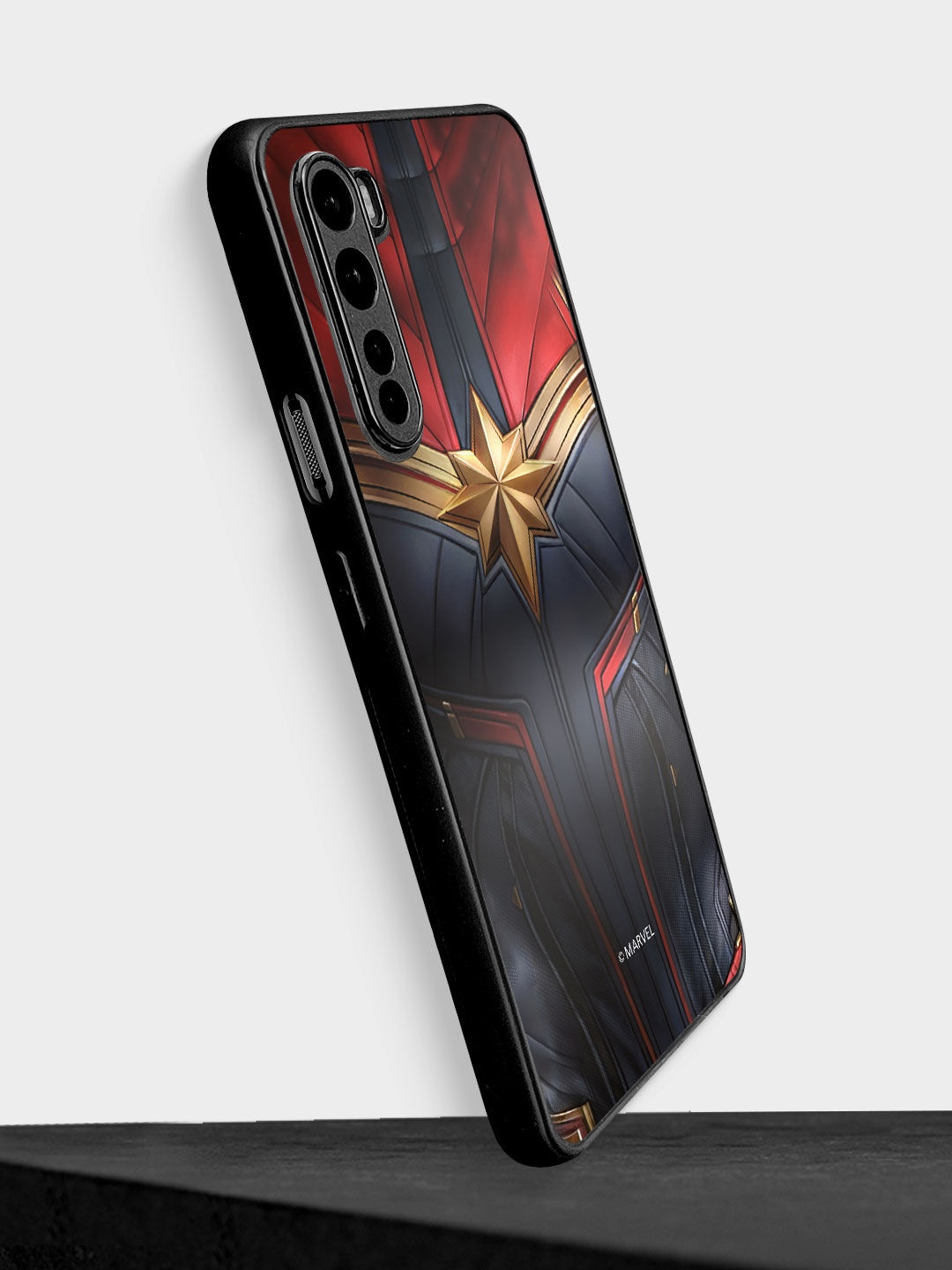 

macmerise Red & Grey Suit up Captain Marvel Printed OnePlus Nord Bumper Mobile Phone Case