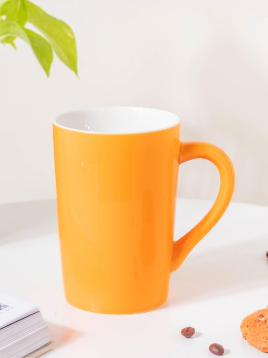 

Nestasia Orange & White Microwave Safe Ceramic Glossy Cup 350 ml