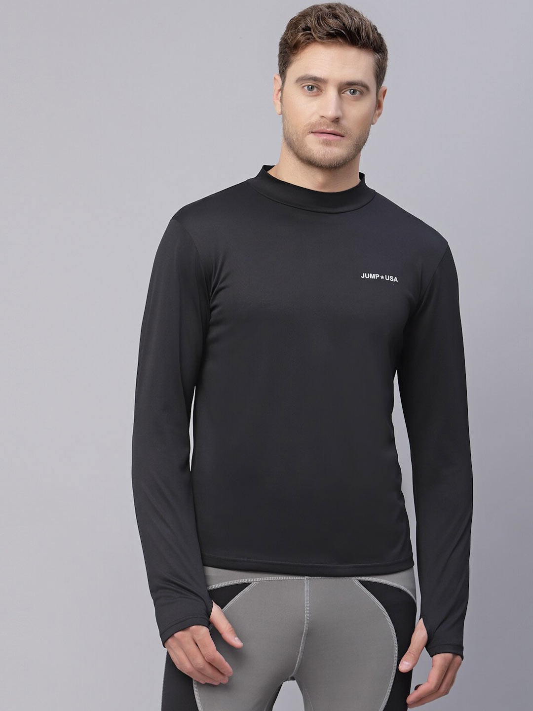 

JUMP USA Men Black High Neck T-shirt