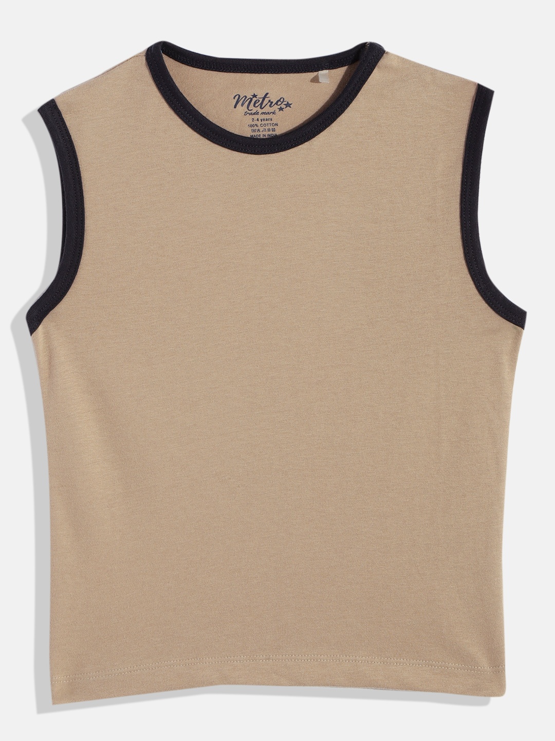 

METRO KIDS COMPANY Boys Beige Solid T-shirt