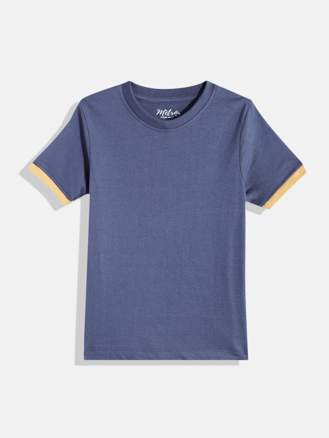 

METRO KIDS COMPANY Boys Navy Blue Solid T-shirt