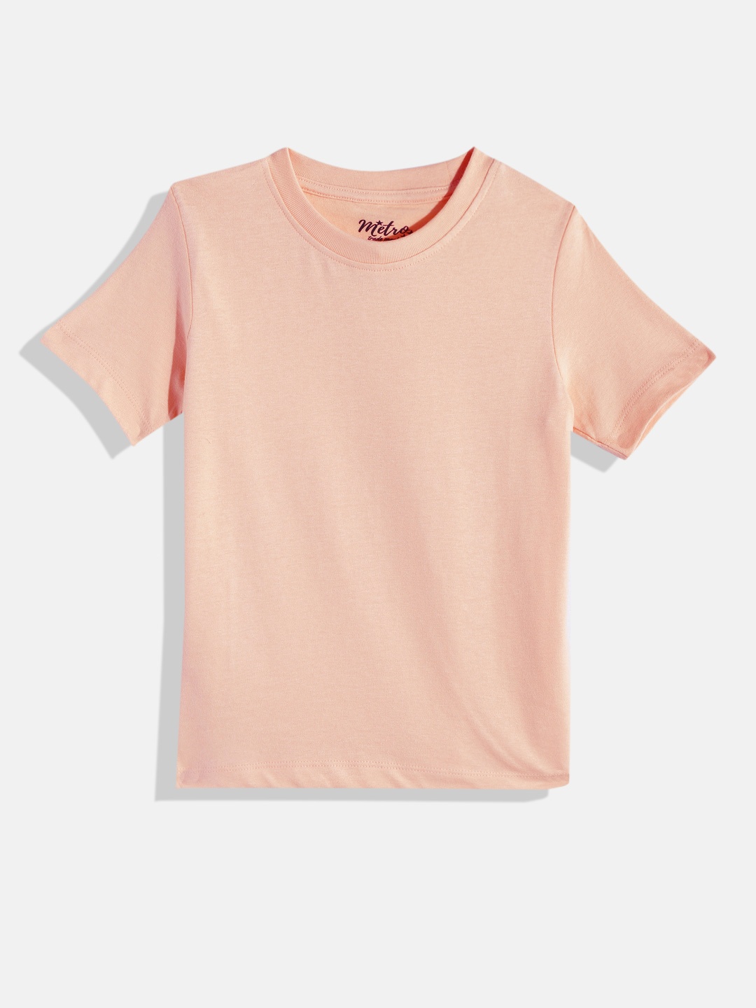 

METRO KIDS COMPANY Boys Peach-Coloured Solid T-shirt