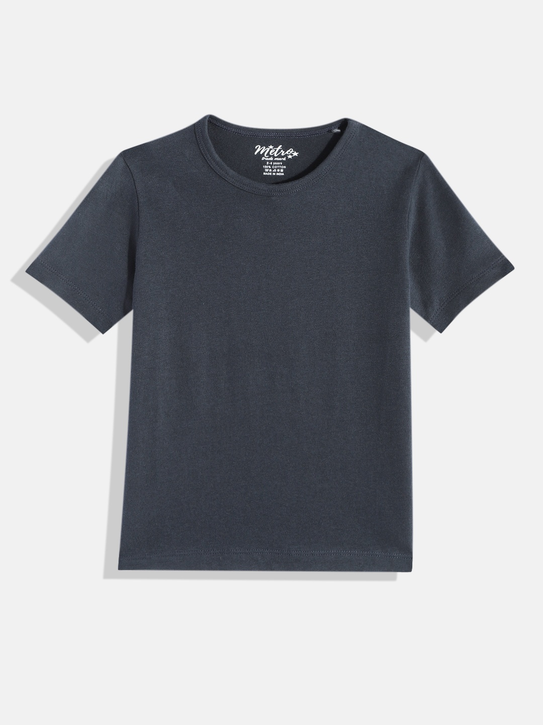 

METRO KIDS COMPANY Boys Navy Blue Solid T-shirt