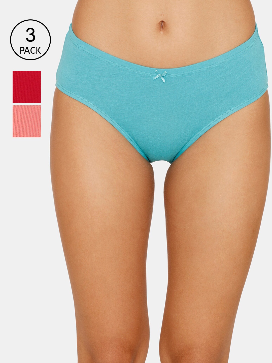 

Zivame Women Pack Of 3 Solid Anti-bacterial Hipster Briefs, Red