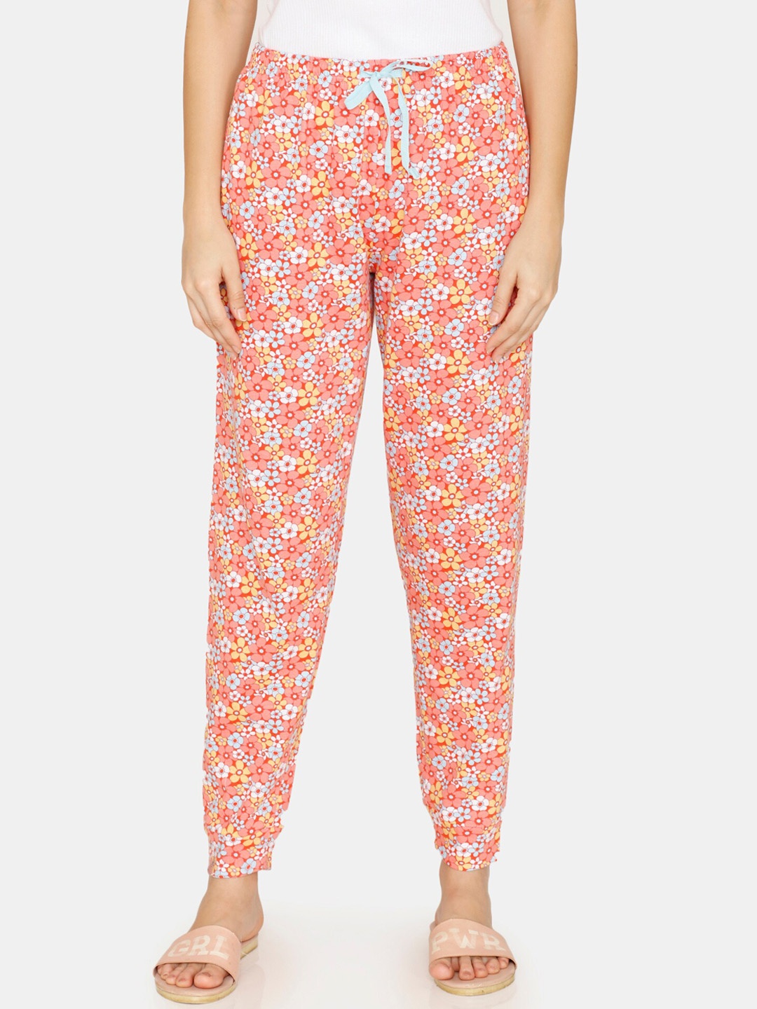 

Zivame Women Floral Print Cotton Lounge Pants, Red