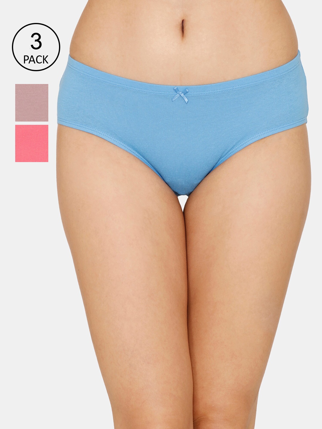 

Zivame Women Pack Of 3 Solid Hipster Briefs, Blue
