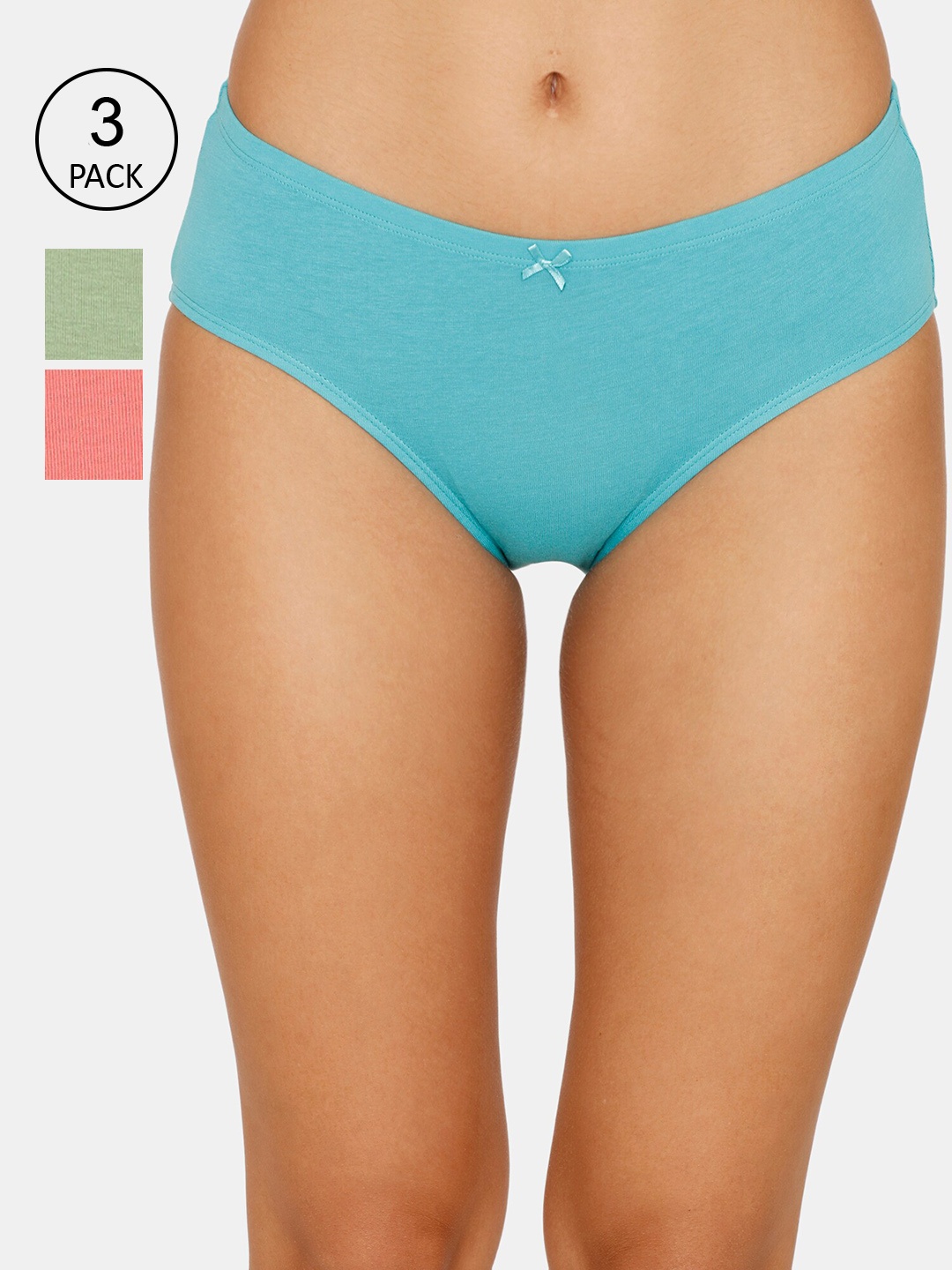 

Zivame Women Pack Of 3 Solid Hipster Briefs, Blue