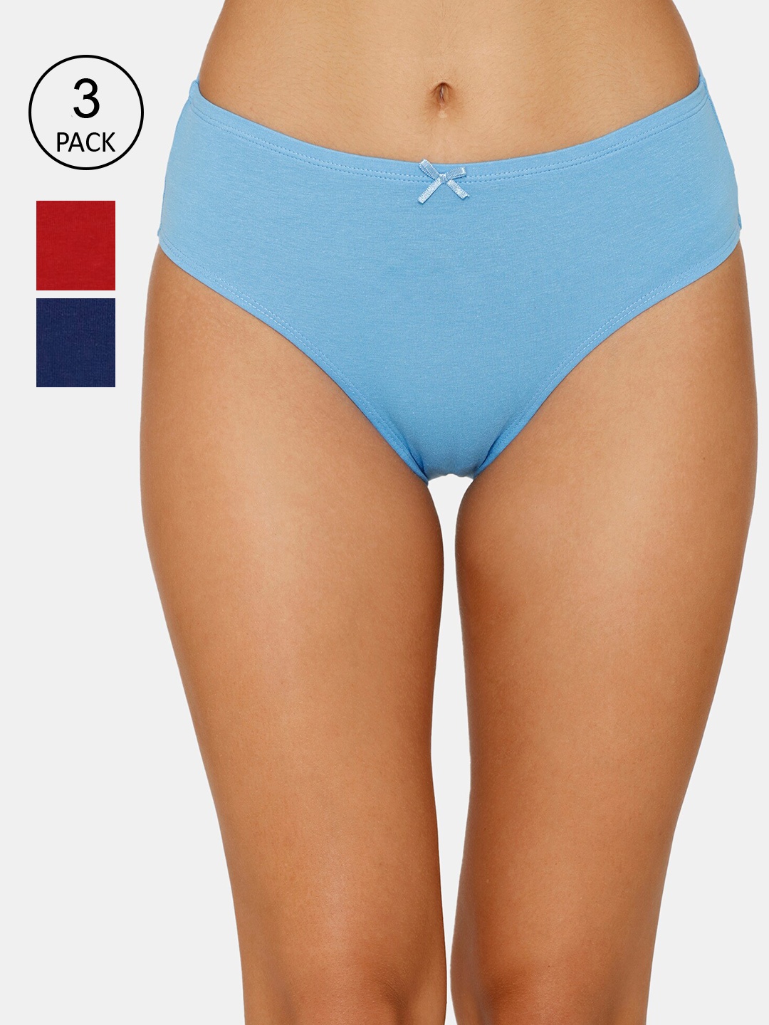 

Zivame Women Pack Of 3 Solid Cotton Anti Microbial Briefs, Blue