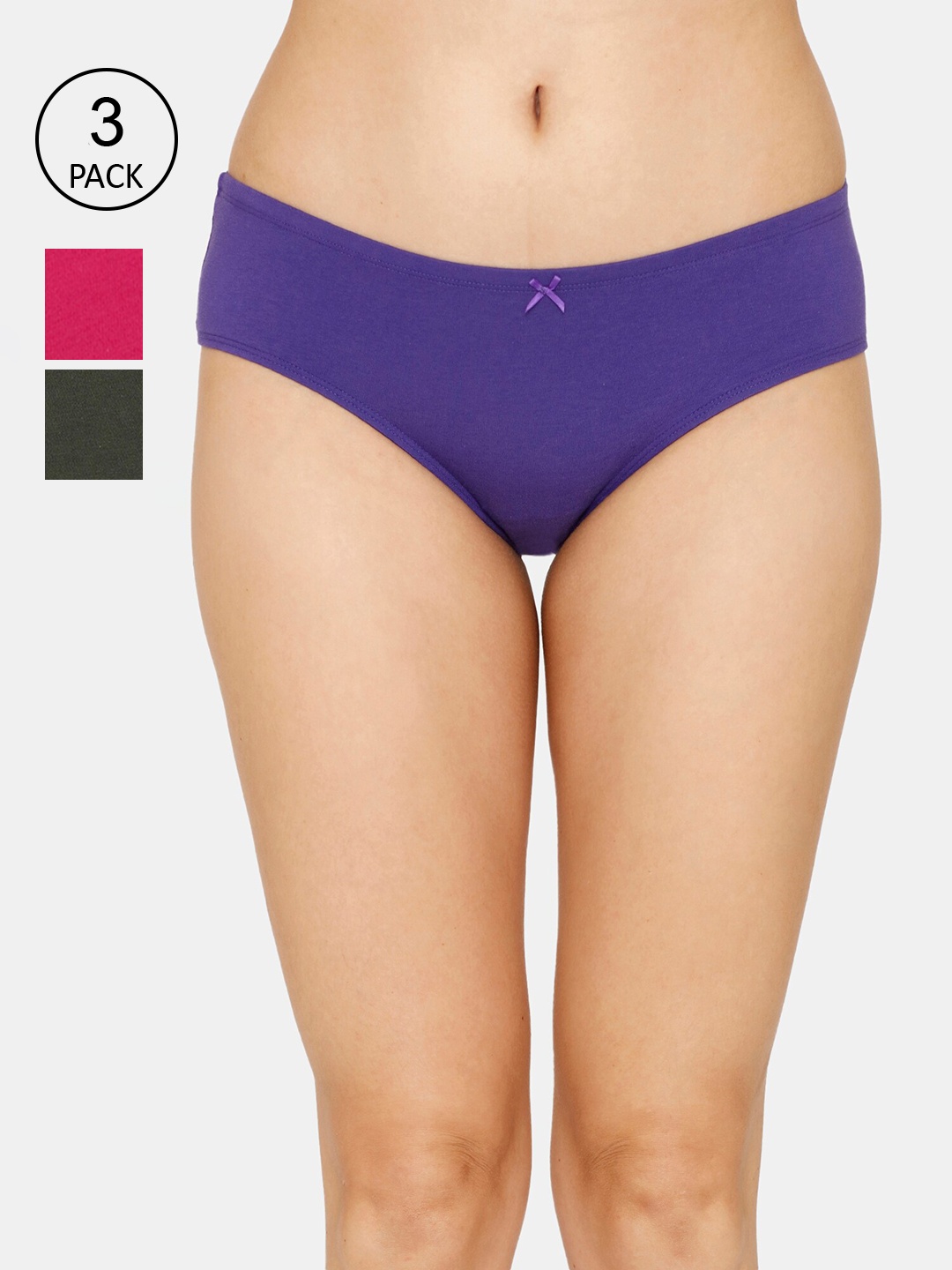 

Zivame Women Pack Of 3 Solid Hipster Briefs, Olive