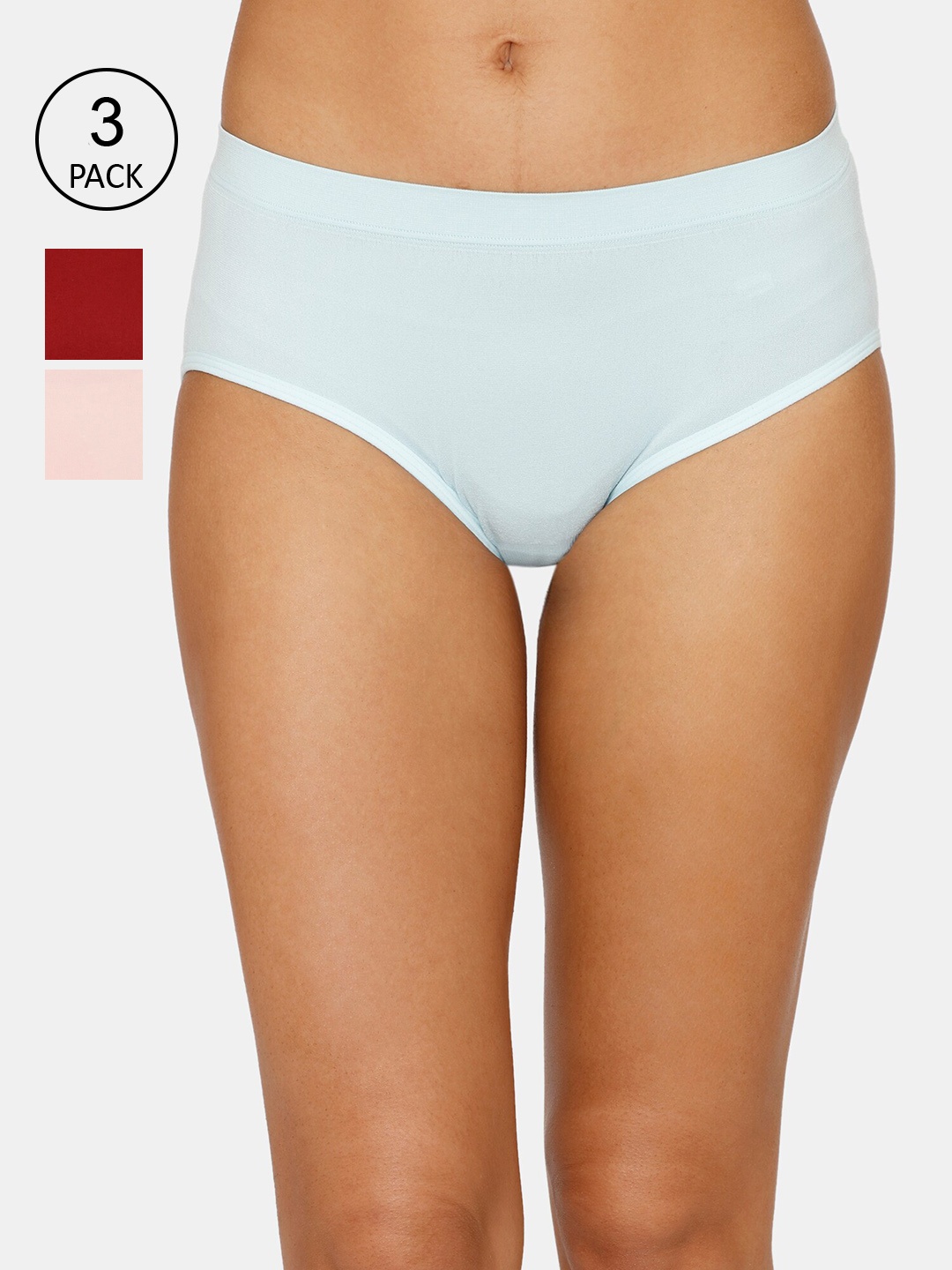 

Zivame Women Pack Of 3 Solid Hipster Briefs, Blue