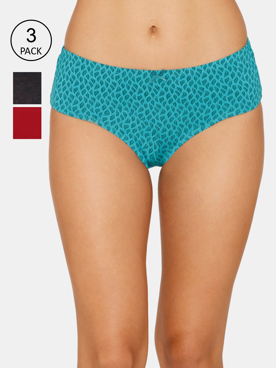 

Zivame Women Pack Of 3 Solid Pure Cotton Hipster Briefs, Blue