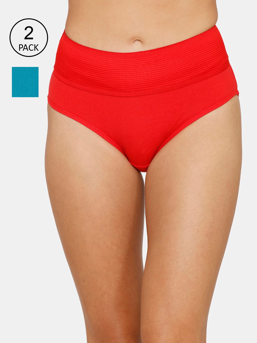 

Zivame Women Pack Of 2 Red & Blue Hipster Briefs
