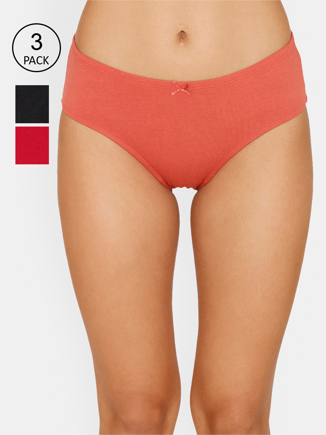 

Zivame Women Pack Of 3 Solid Anti-bacterial Hipster Briefs, Black
