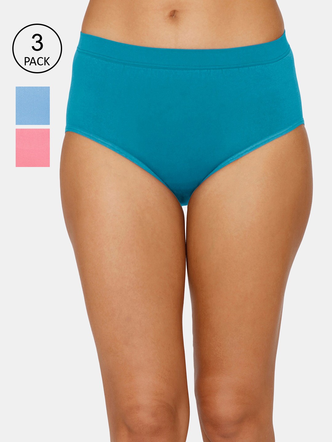 

Zivame Women Pack Of 3 Solid Hipster Briefs, Blue
