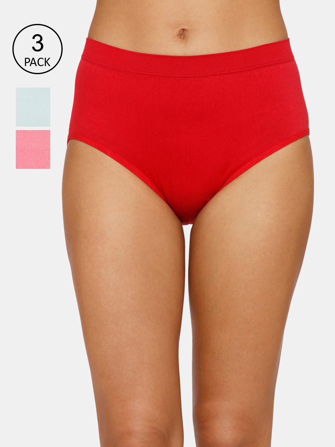 

Zivame Women Pack of 3 Cotton Mid Rise Hipsters Briefs, Red