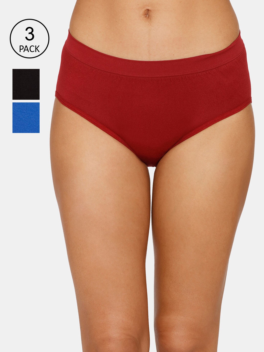

Zivame Women Pack Of 3 Solid Anti Odour Hipster Briefs, Blue