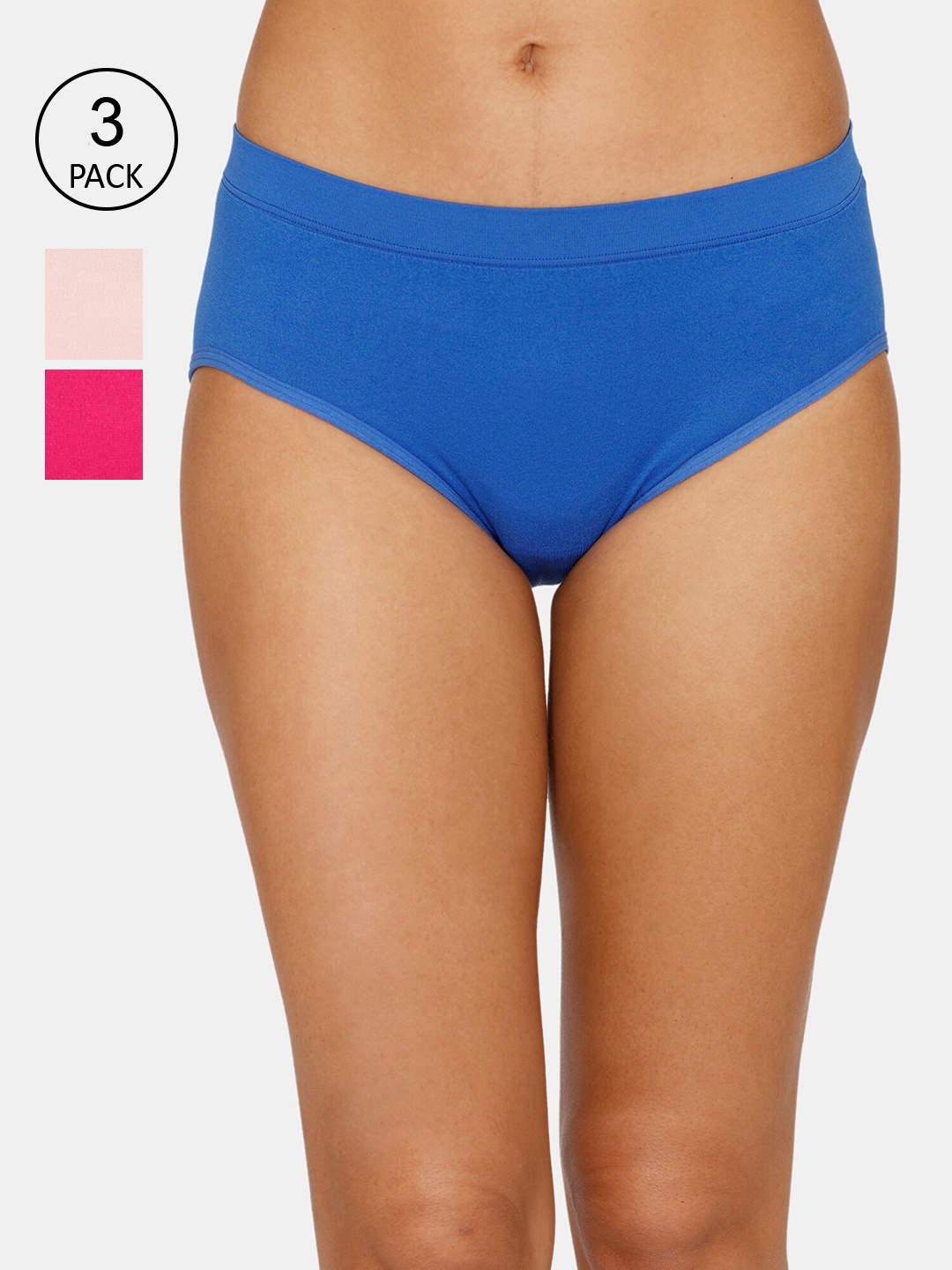 

Zivame Women Pack Of 3 Solid Hipster Briefs, Blue