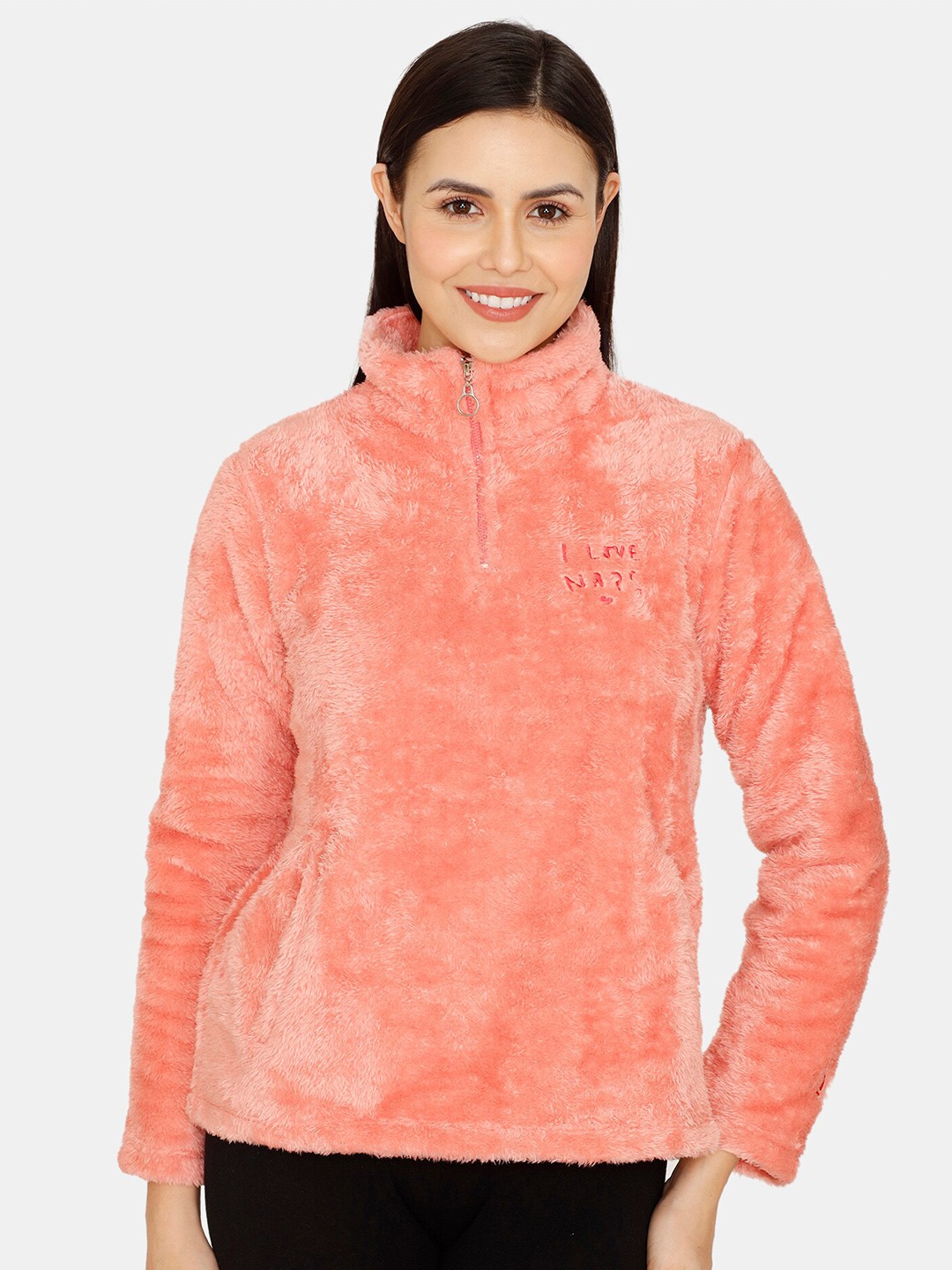 

Zivame Pink Faux Fur Top