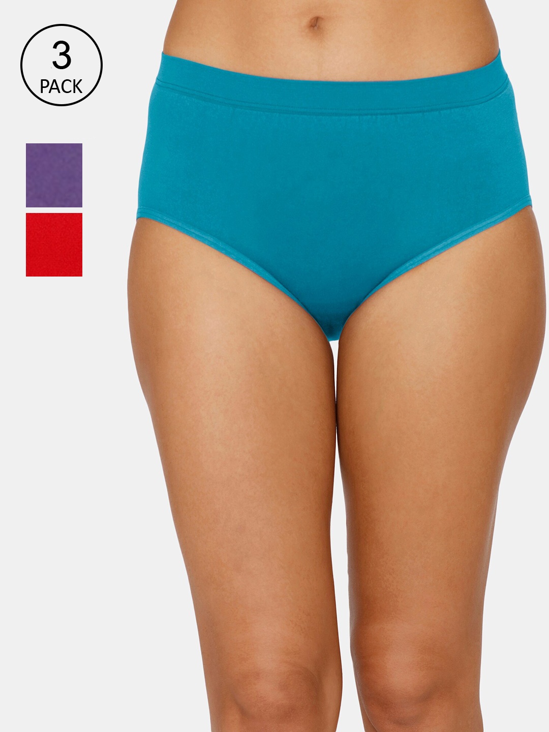 

Zivame Women Pack Of 3 Solid Hipster Briefs, Purple