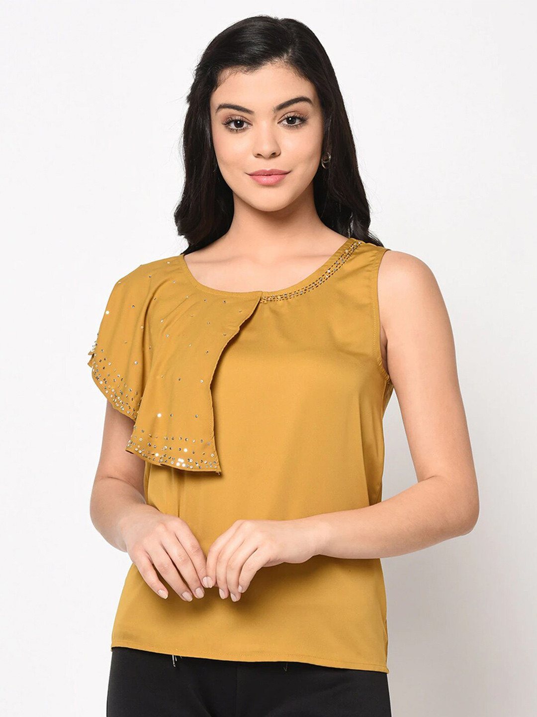 

SQew Mustard Yellow Georgette Top