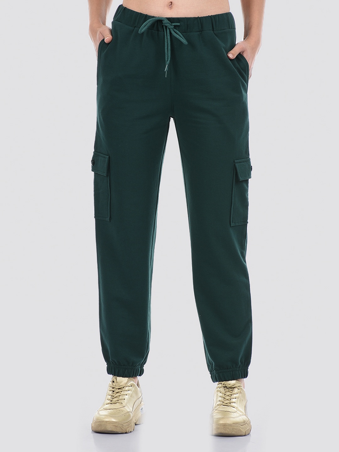

ONEWAY Women Green Solid Cotton Joggers