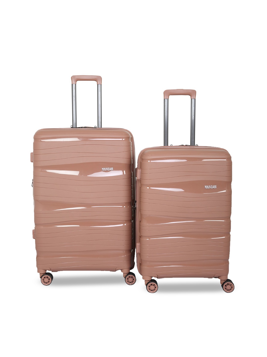 

Polo Class Set Of 2 Peach-Colored Solid Trolley Suitcase