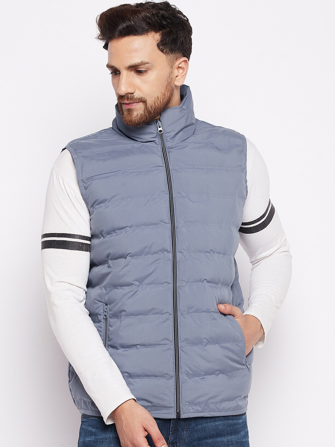 

Okane Men Blue Lightweight Padded Jacket