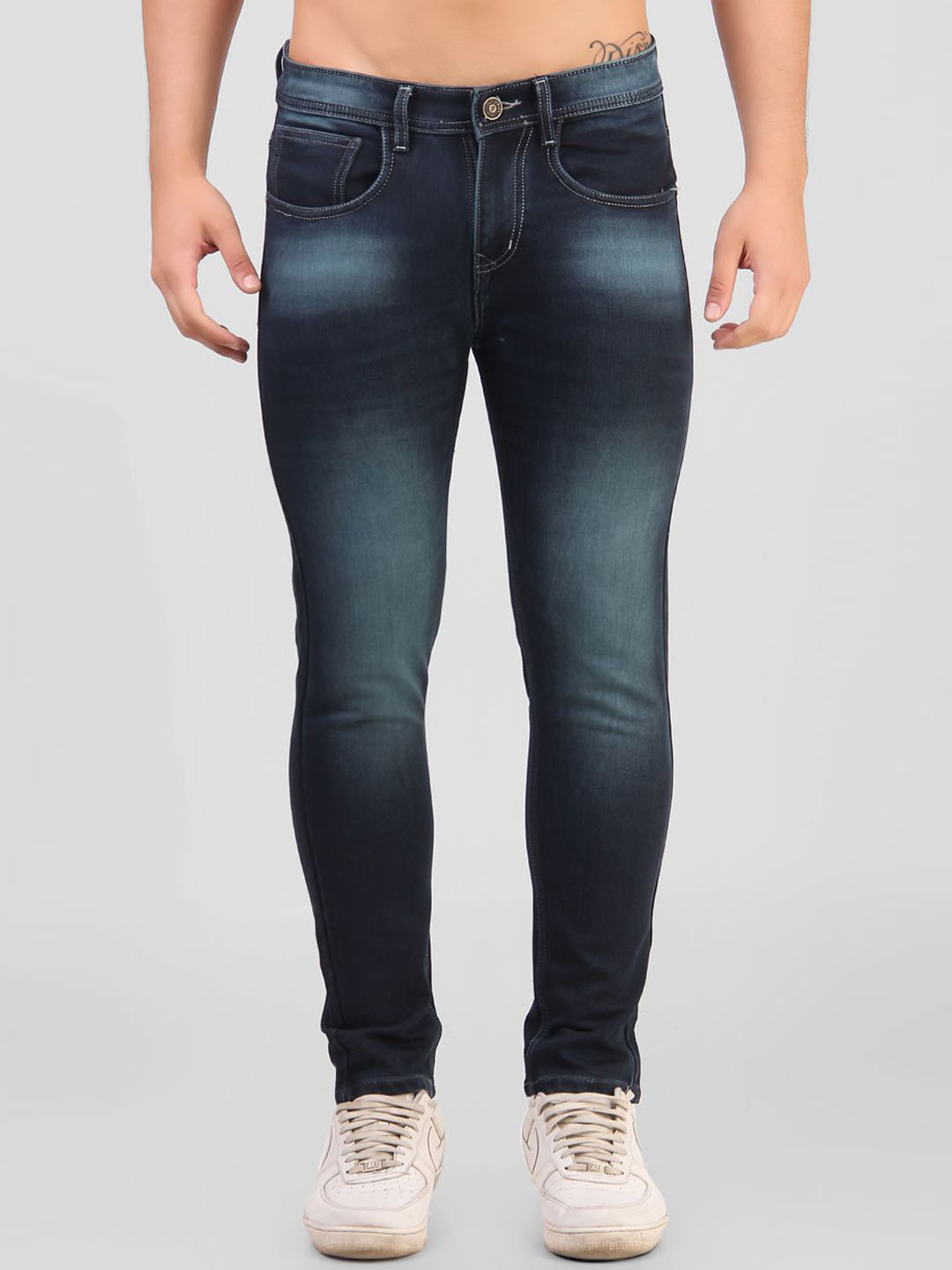 

OLD JERSEY Men Turquoise Blue Comfort Heavy Fade Stretchable Jeans