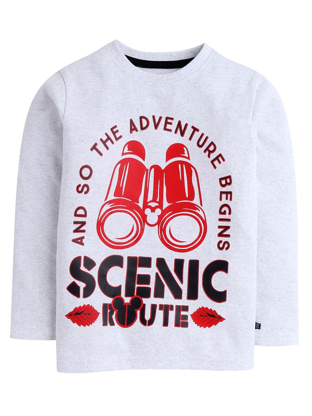 

KINSEY Boys White Typography Mickey Mouse Printed Cotton T-shirt