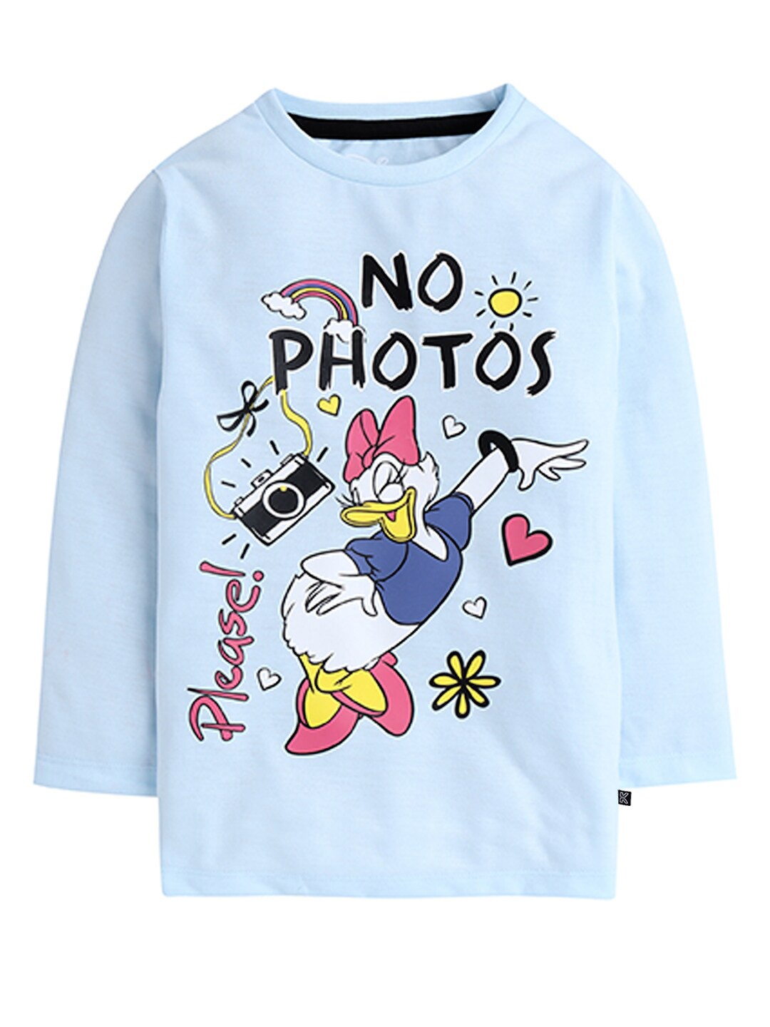 

KINSEY Girls Disney Daisy Turquoise Blue Printed Cotton T-shirt