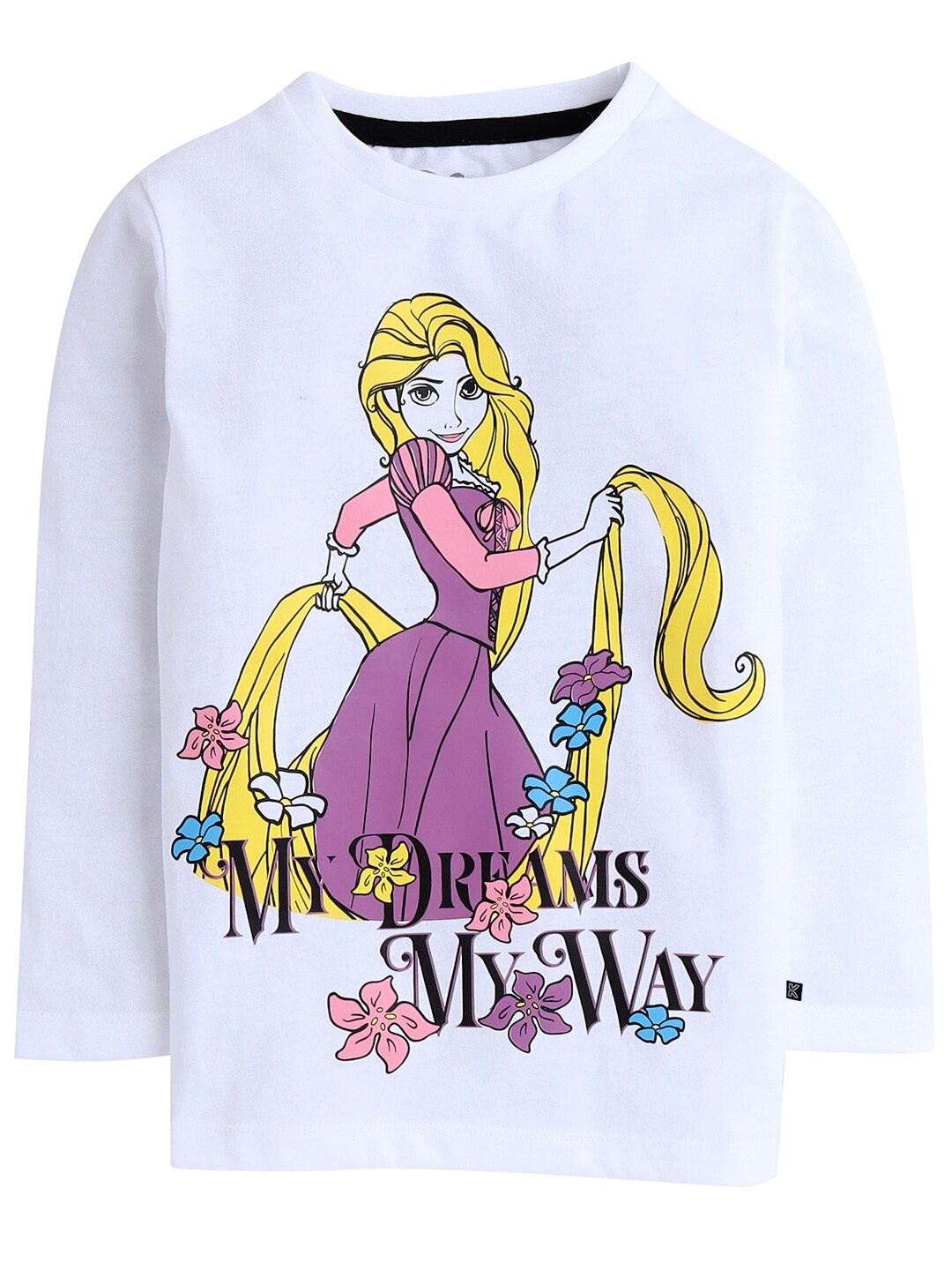 

KINSEY Girls Disney Princess White Printed Cotton T-shirt