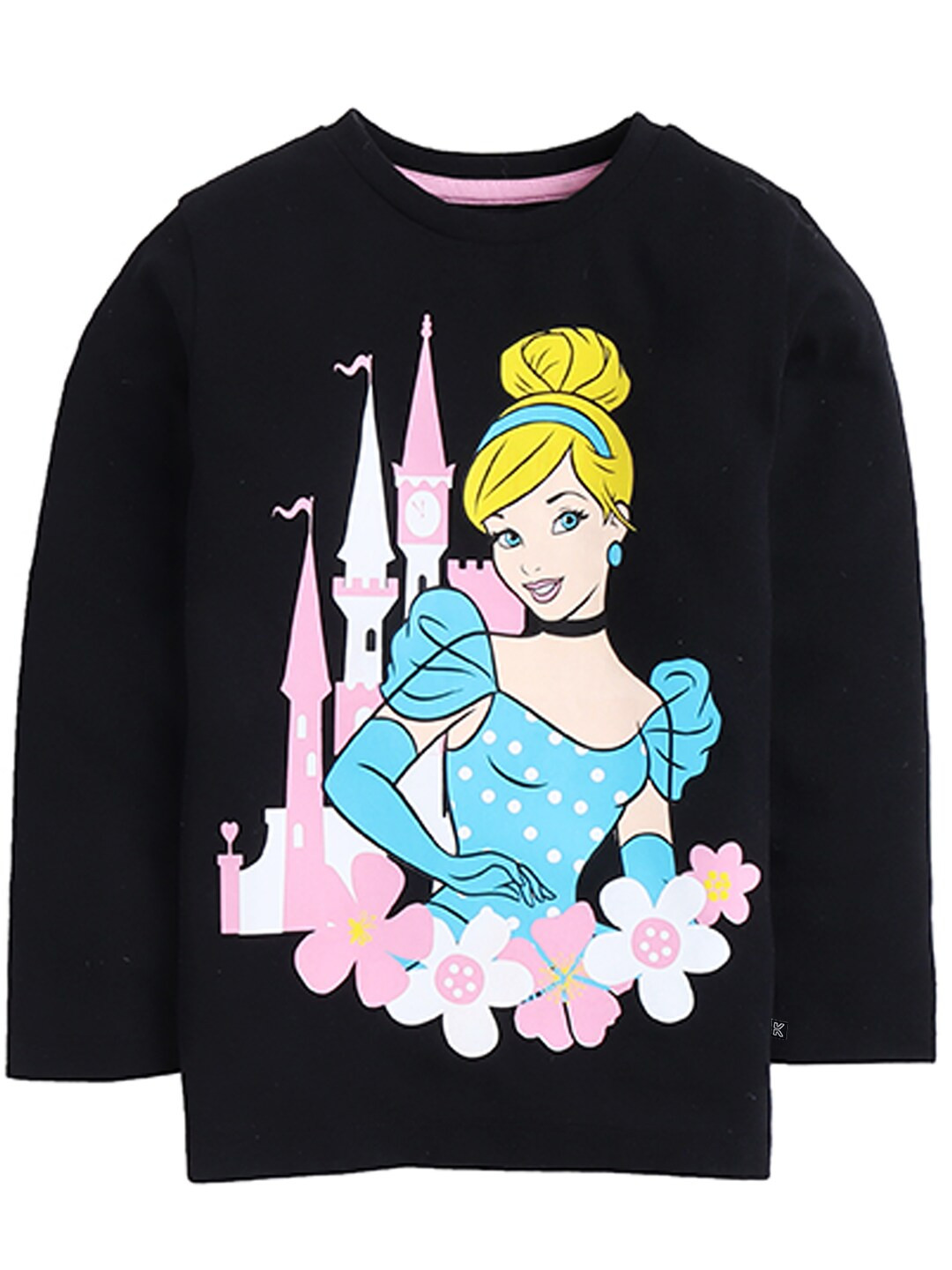 

KINSEY Girls Black Printed Cotton T-shirt
