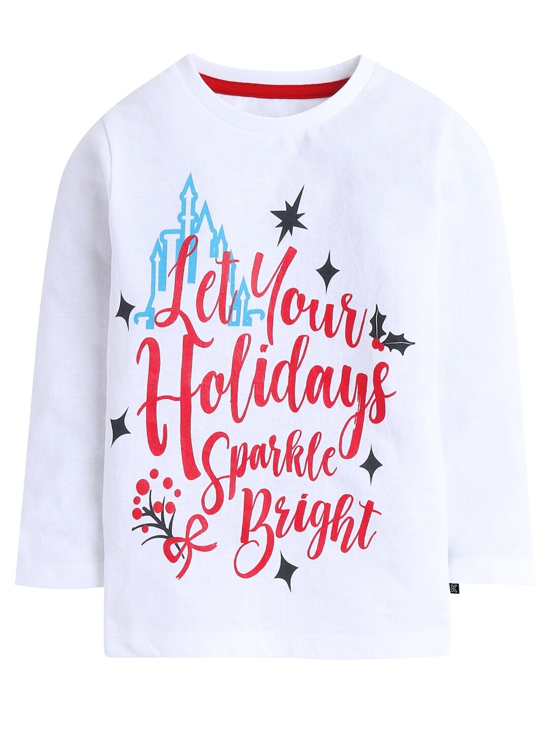 

KINSEY Girls White Typography Printed Cotton T-shirt