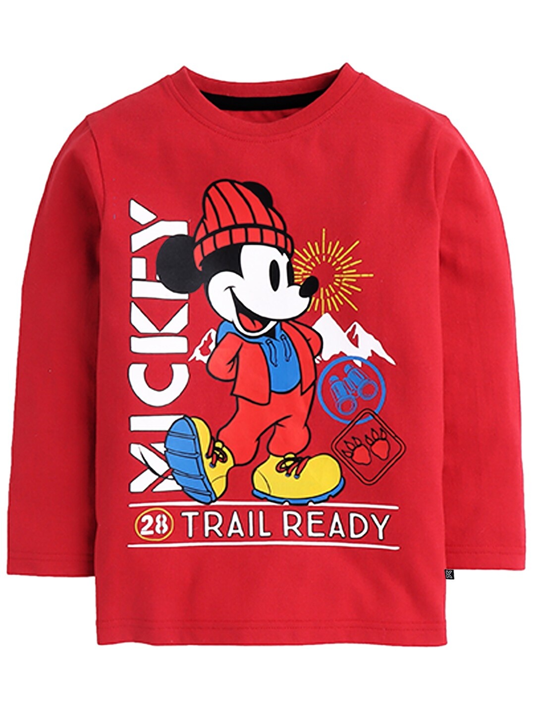 

KINSEY Boys Red Mickey Mouse Printed Cotton T-shirt