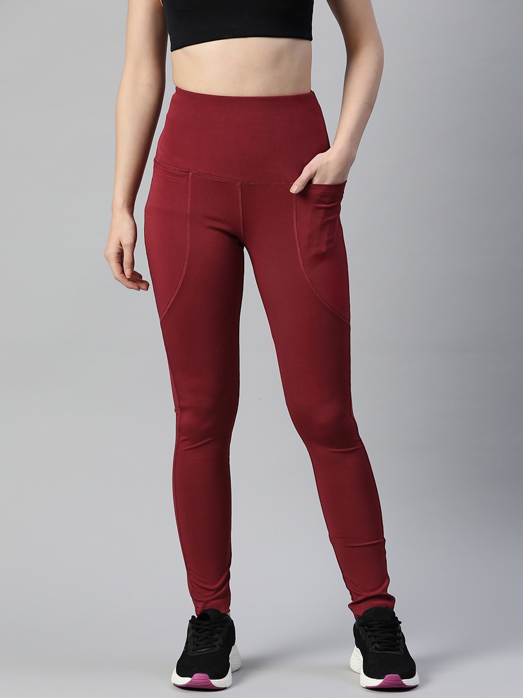 

plusS Women Solid Slim Fit Track Pants, Red