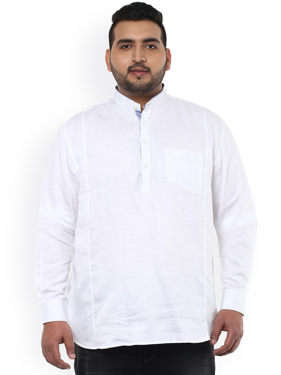 

John Pride Plus Size Men White Smart Fit Solid Casual Shirt